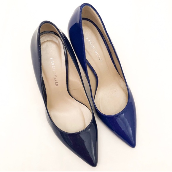 navy patent leather court shoes